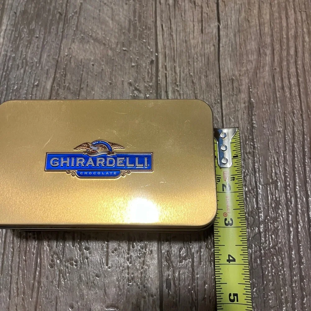 Ghirardelli‎ Chocolate Gold Metal Collectible Rectangular Storage Tin Empty